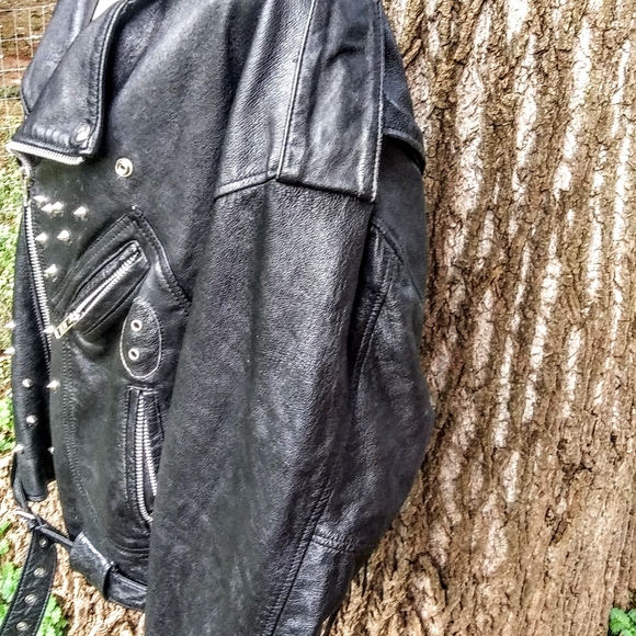 COPY - CANADIAN COS NOVA M  L-XL VINTAGE MOTO JACKET SPIKED STUDDED - Picture 5 of 8
